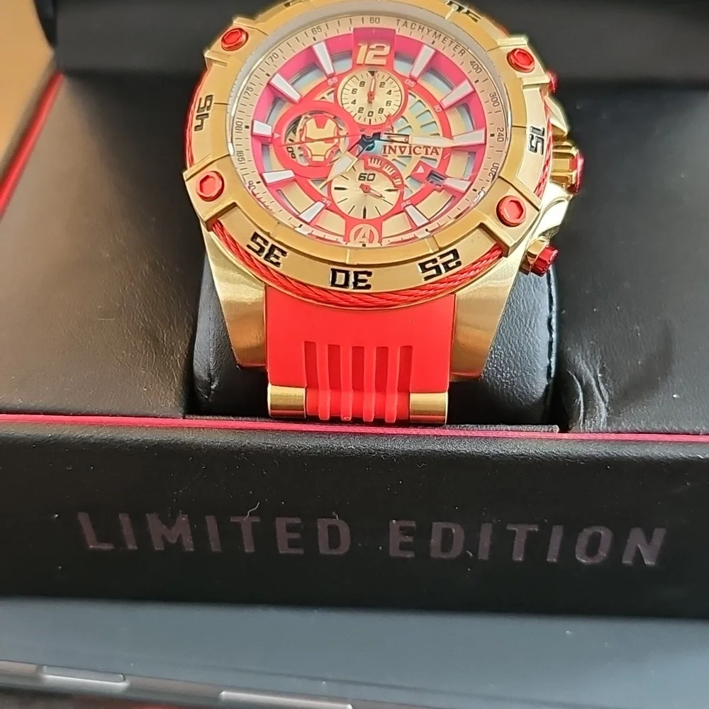 Invicta Gold and Red Tachymeter Watch Iron MAN - Picture 3 of 4